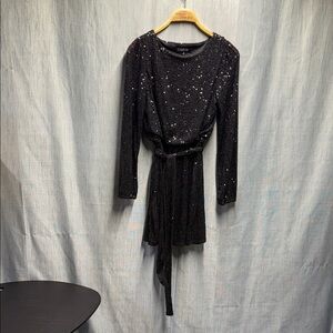 Crystal sky Black Sequin Long Sleeve Dress size small